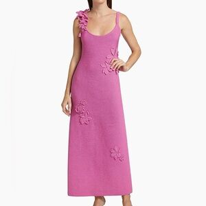 AMUR Allegra Floral Appliqué Knit Maxi Dress